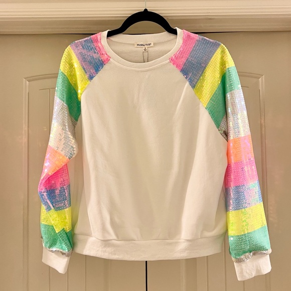 Main Strip Sequin Sleeve Sweatshirt - Picture 1 of 2